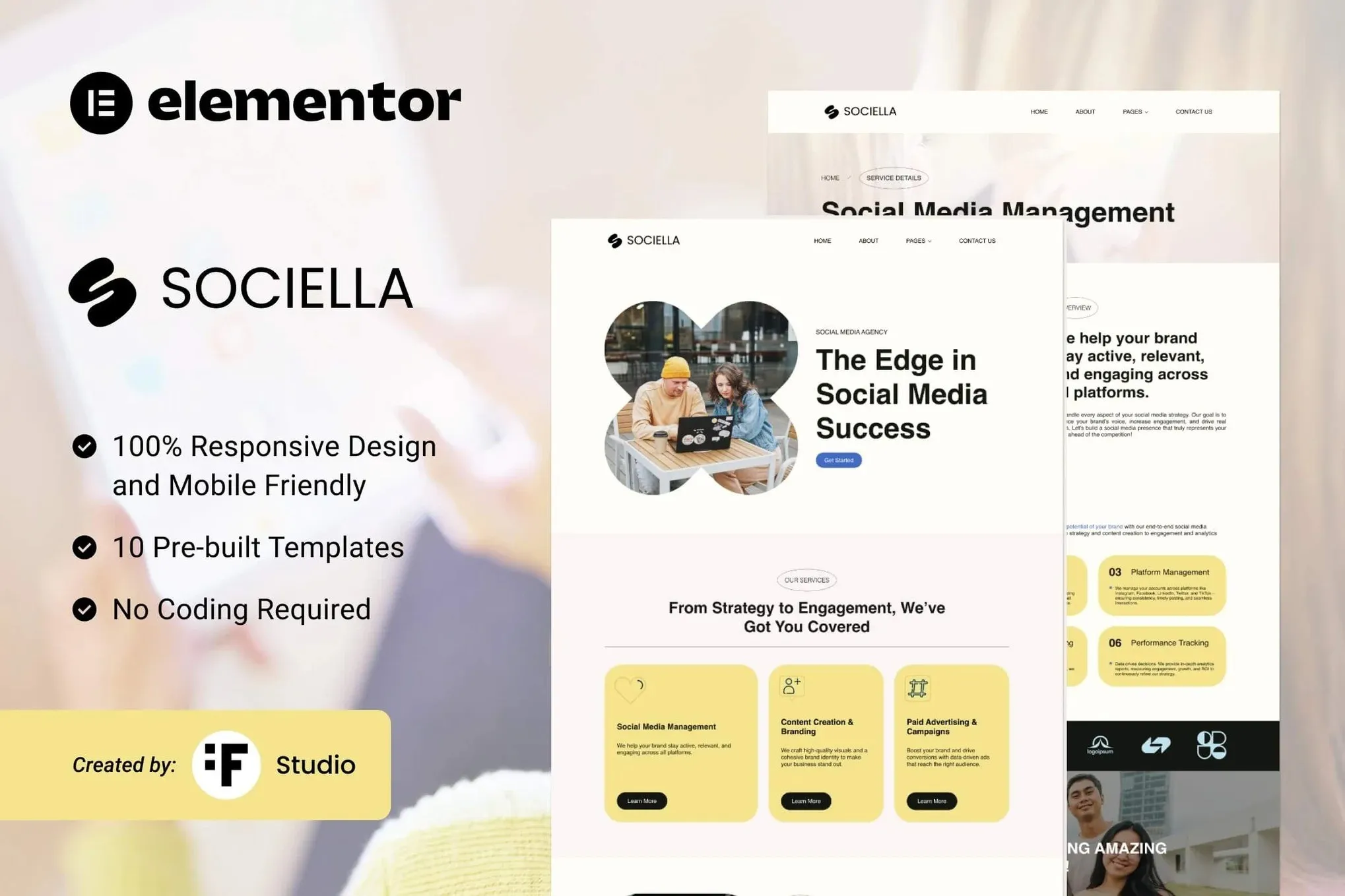 Sociella – Social Media Agencies Elementor Template Kit best social media agency template kit Elementor download