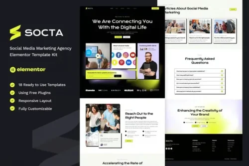 best social media marketing Elementor template kit download