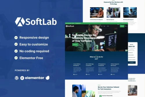 best SoftLab SaaS Elementor template kit download