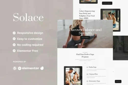 best Solace Elementor template kit instant download
