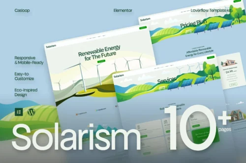 best green energy Elementor template kit instant download