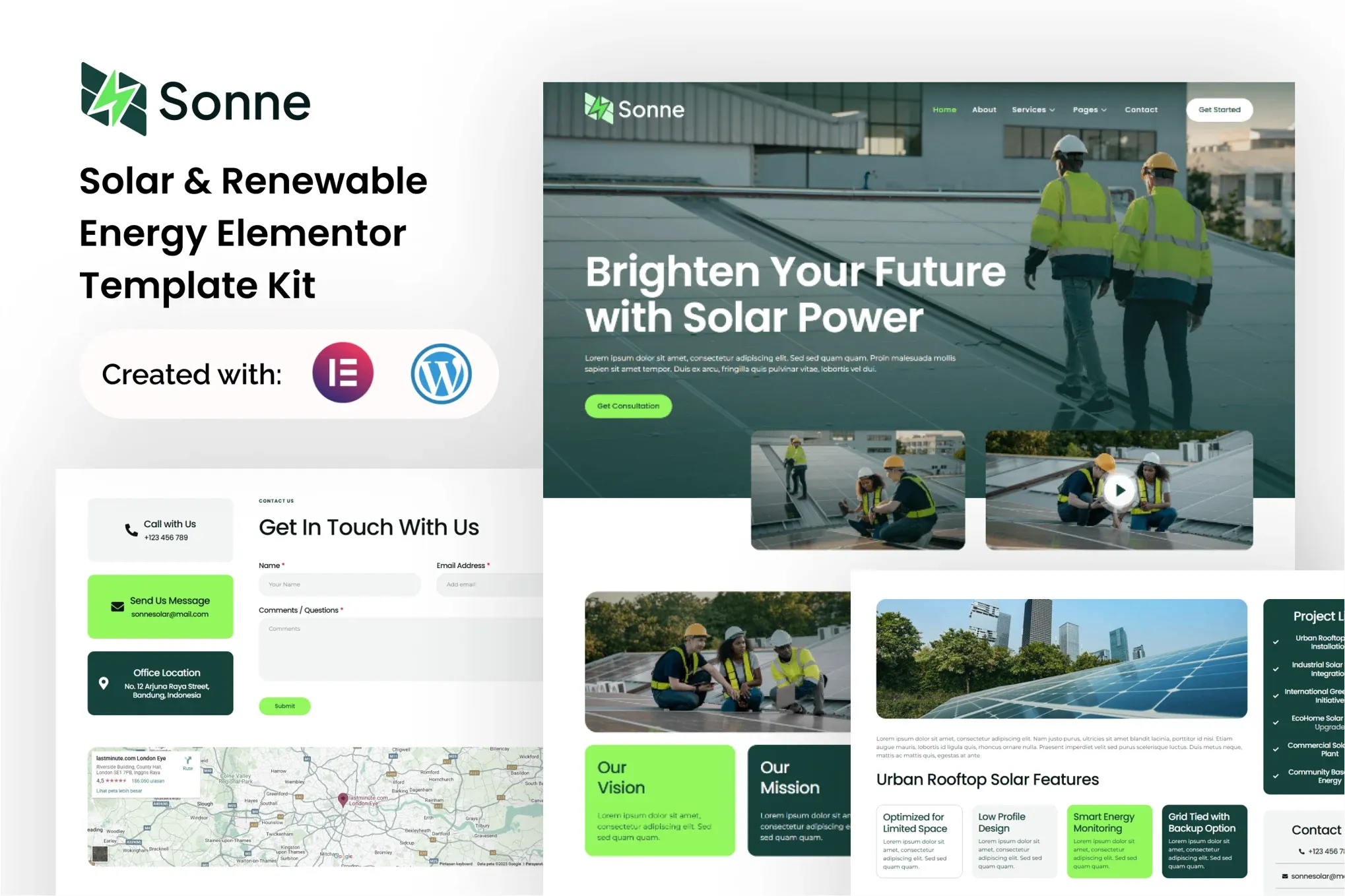 Sonne - Solar & Renewable Energy Elementor Template Kit Sonne Elementor template kit for solar energy websites