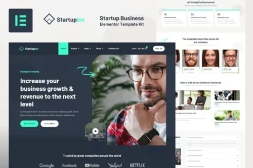best StartupInc Elementor template kit instant download
