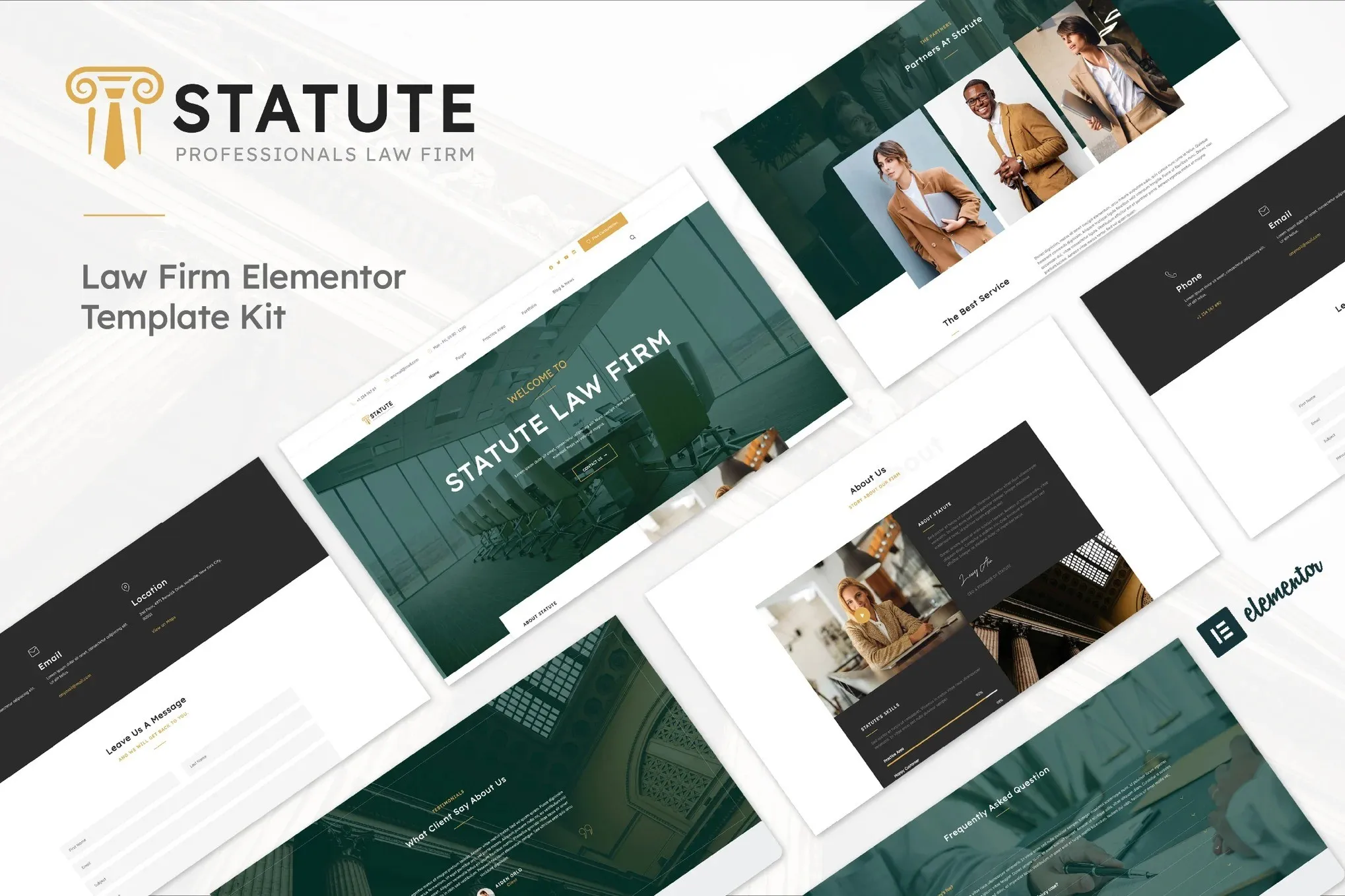 Statute - Law Firm & Attorney Elementor Template Kit best law firm Elementor template kit instant download