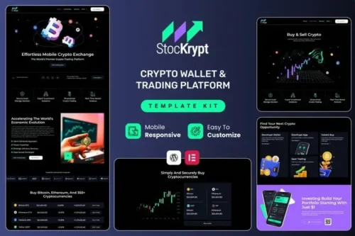 Stockrypt crypto trading website template for Elementor download