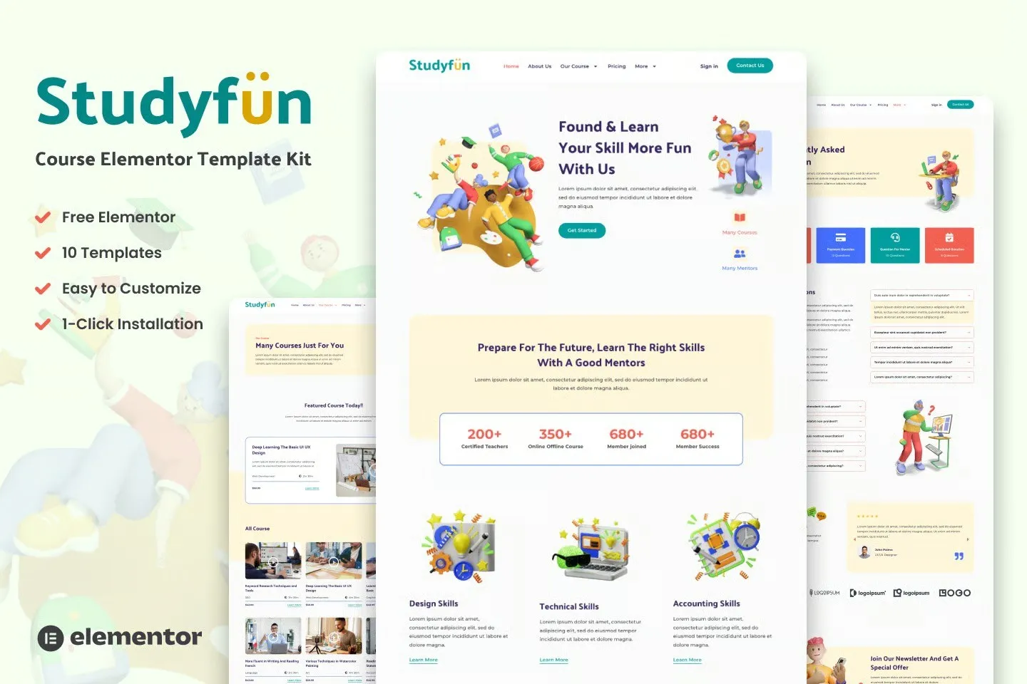 Studyfun - Course Elementor Template Kit best Studyfun education template kit instant download