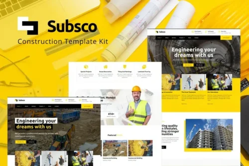 best construction website template Elementor kit download