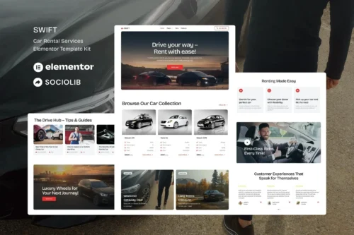 best Swift car rental Elementor template kit download
