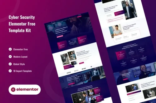 best cybersecurity Elementor template kit instant download