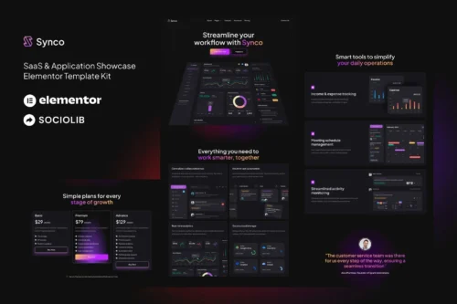best Synco SaaS Elementor template kit download