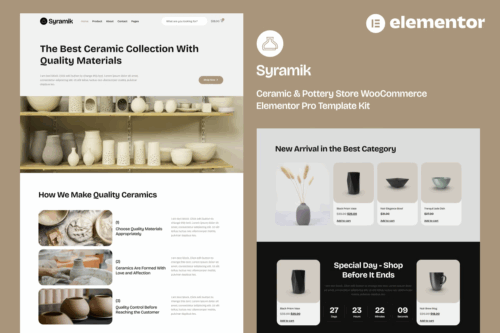 Syramik - Ceramic & Pottery Store WooCommerce Elementor Pro Template Kit