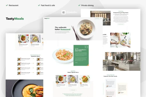 best restaurant Elementor template kit instant download