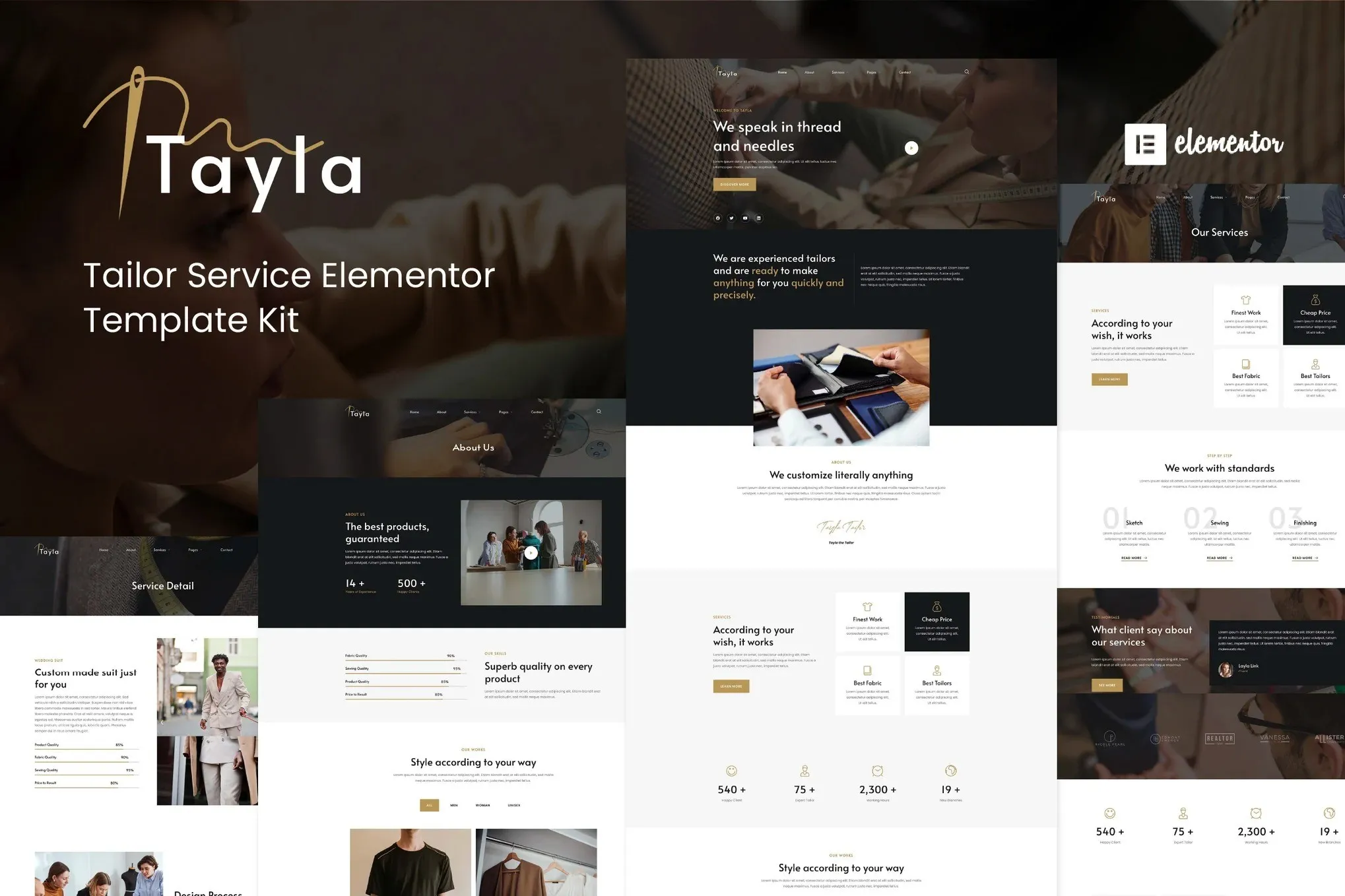 Tayla - Tailor Service Elementor Template Kit best tailor Elementor template kit instant download