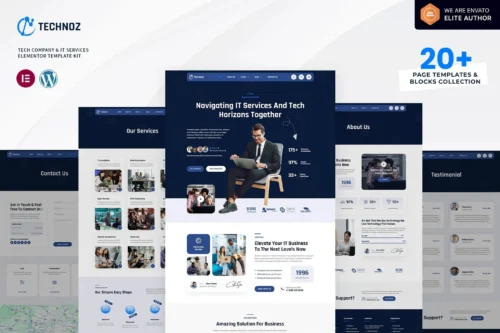 best Technoz tech company Elementor template kit download