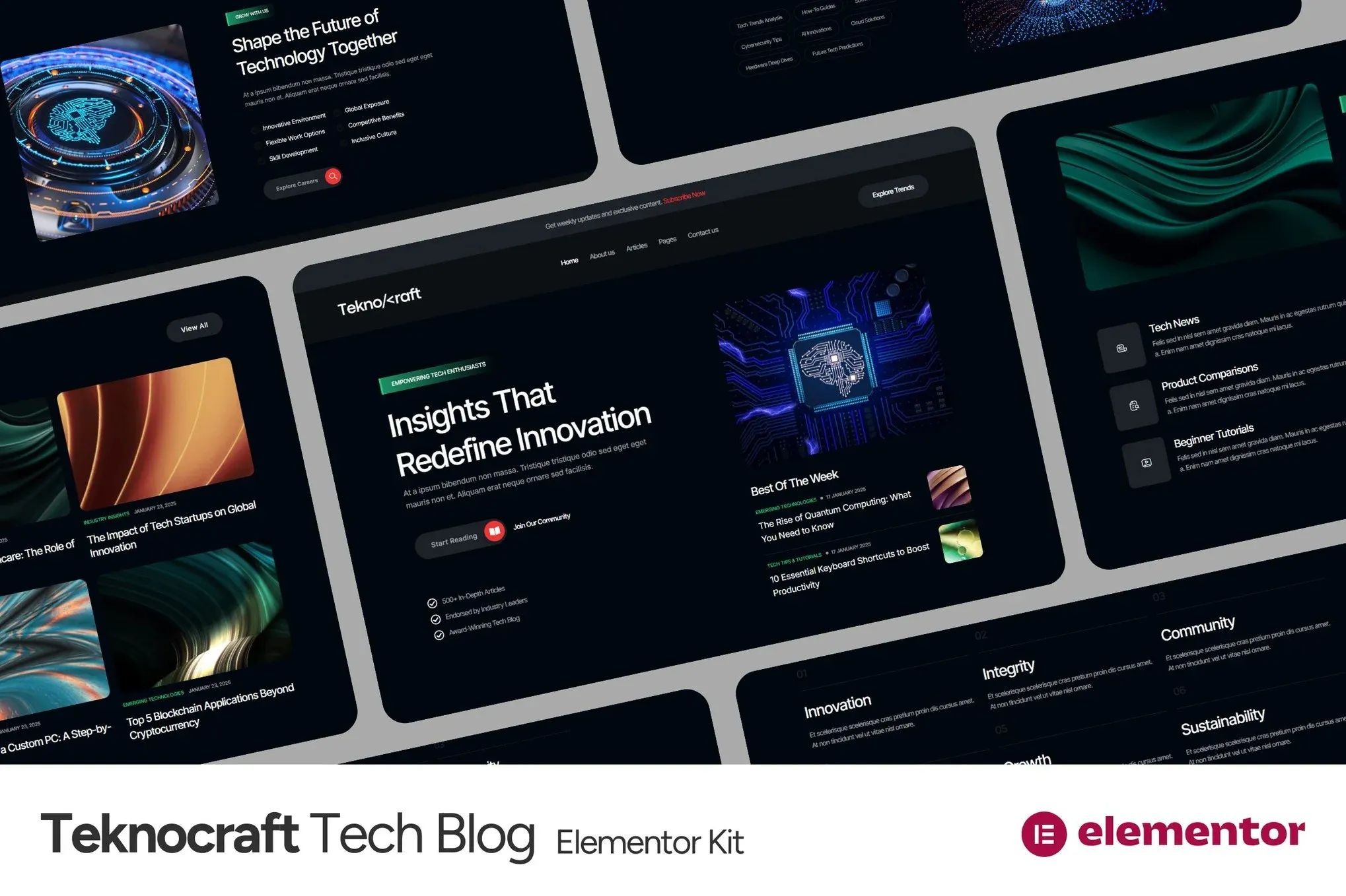 Teknocraft - Dark Theme Technology Blog Template Kit best dark theme technology blog template kit download