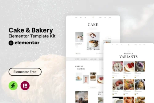 best cake bakery Elementor template kit instant download