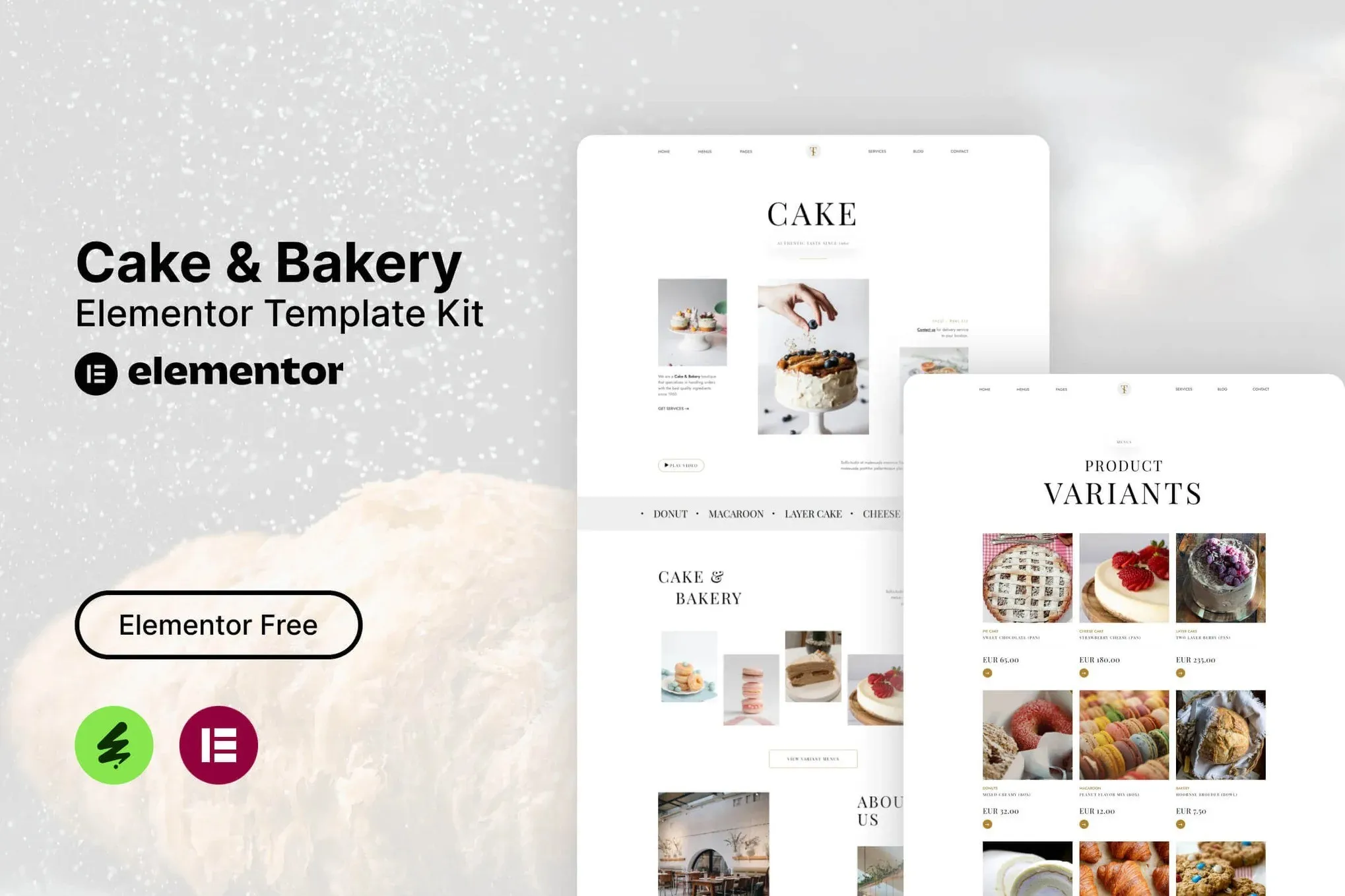 Tiffa - Cake & Bakery Elementor Template Kit best cake bakery Elementor template kit instant download