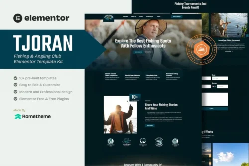 best fishing club Elementor template kit instant download