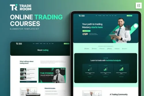 best trading courses Elementor template instant download