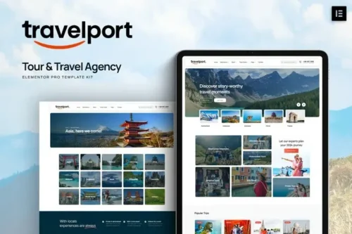best travel agency Elementor template kit instant download