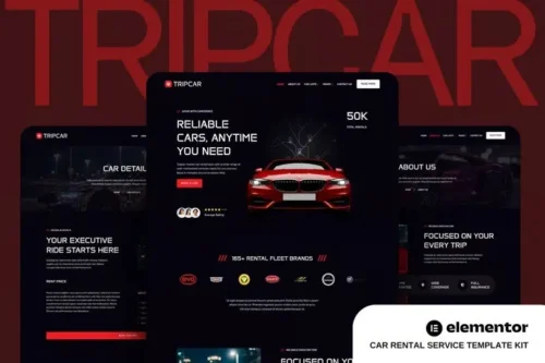 best Tripcar Elementor template for car rental website download