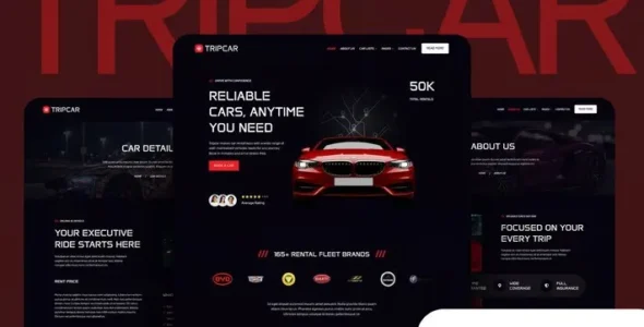 Tripcar - Car Rental Service Website Elementor Template Kit