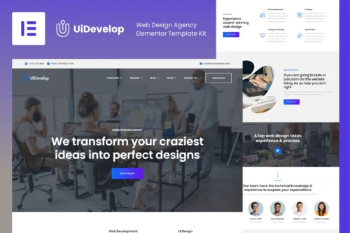 best UiDevelop Elementor template download for web design agency