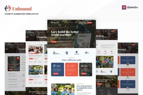 best charity nonprofit Elementor template kit instant download