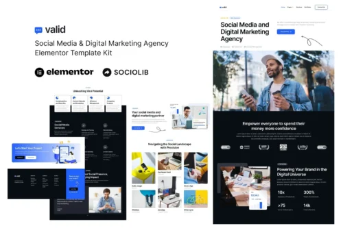 best social media agency Elementor template kit download