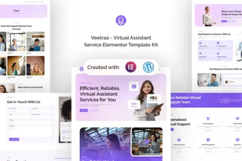best virtual assistant Elementor template kit instant download