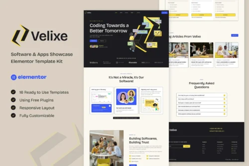 best software showcase elementor template kit instant download