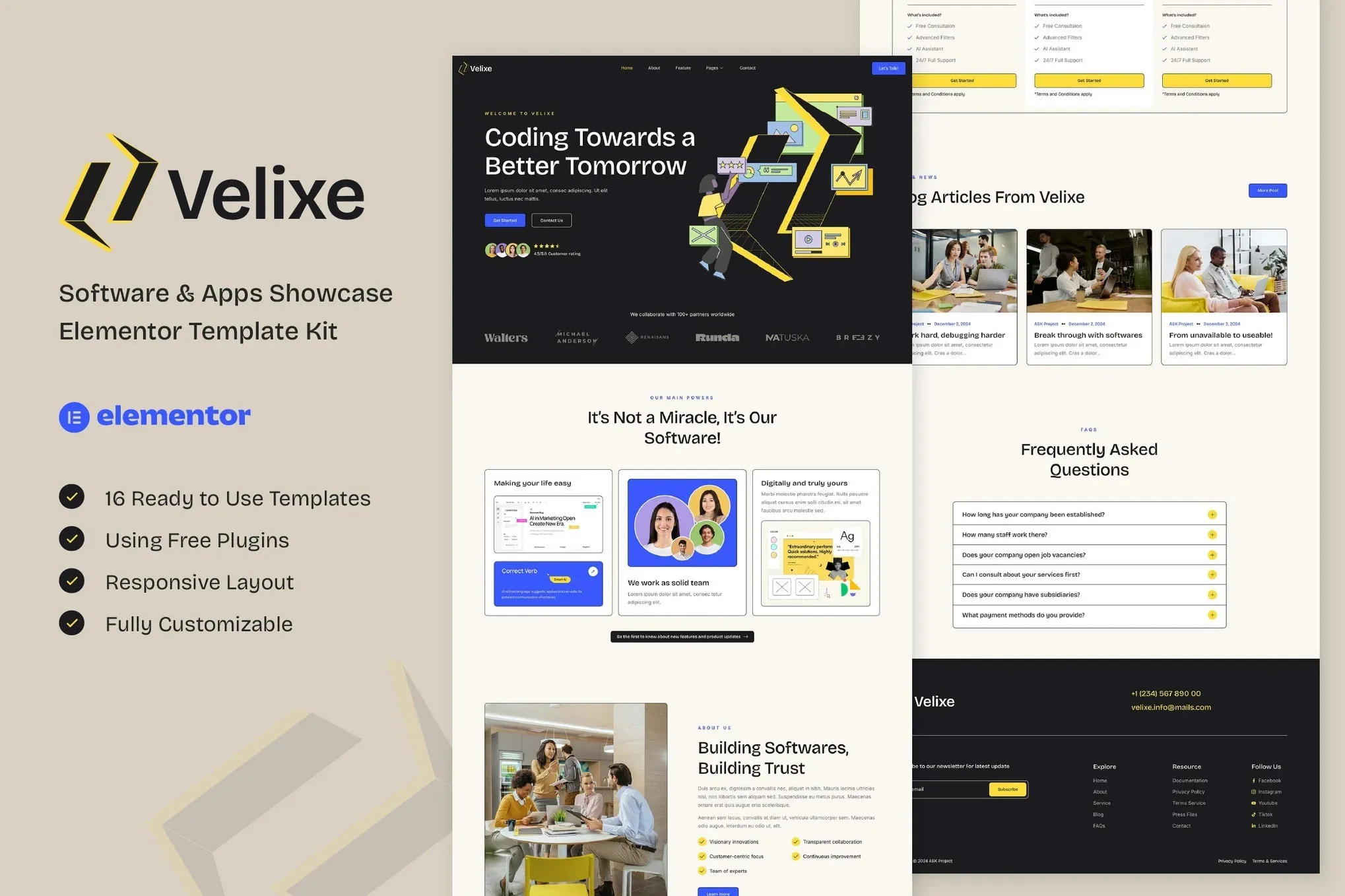 Velixe - Software & Apps Showcase Elementor Template Kit best software showcase elementor template kit instant download