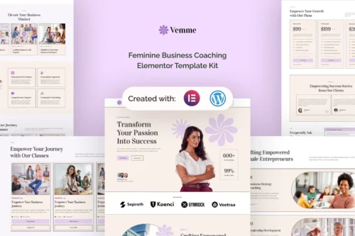 best feminine business coaching Elementor template instant download