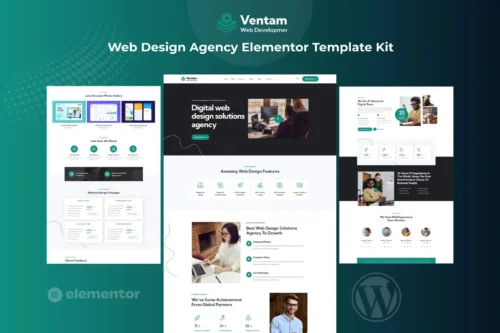 best Ventam web design agency Elementor template instant download