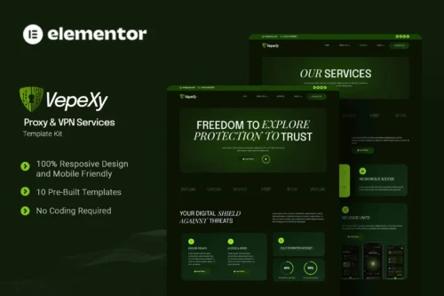 best VPN Elementor template kit for proxy services download