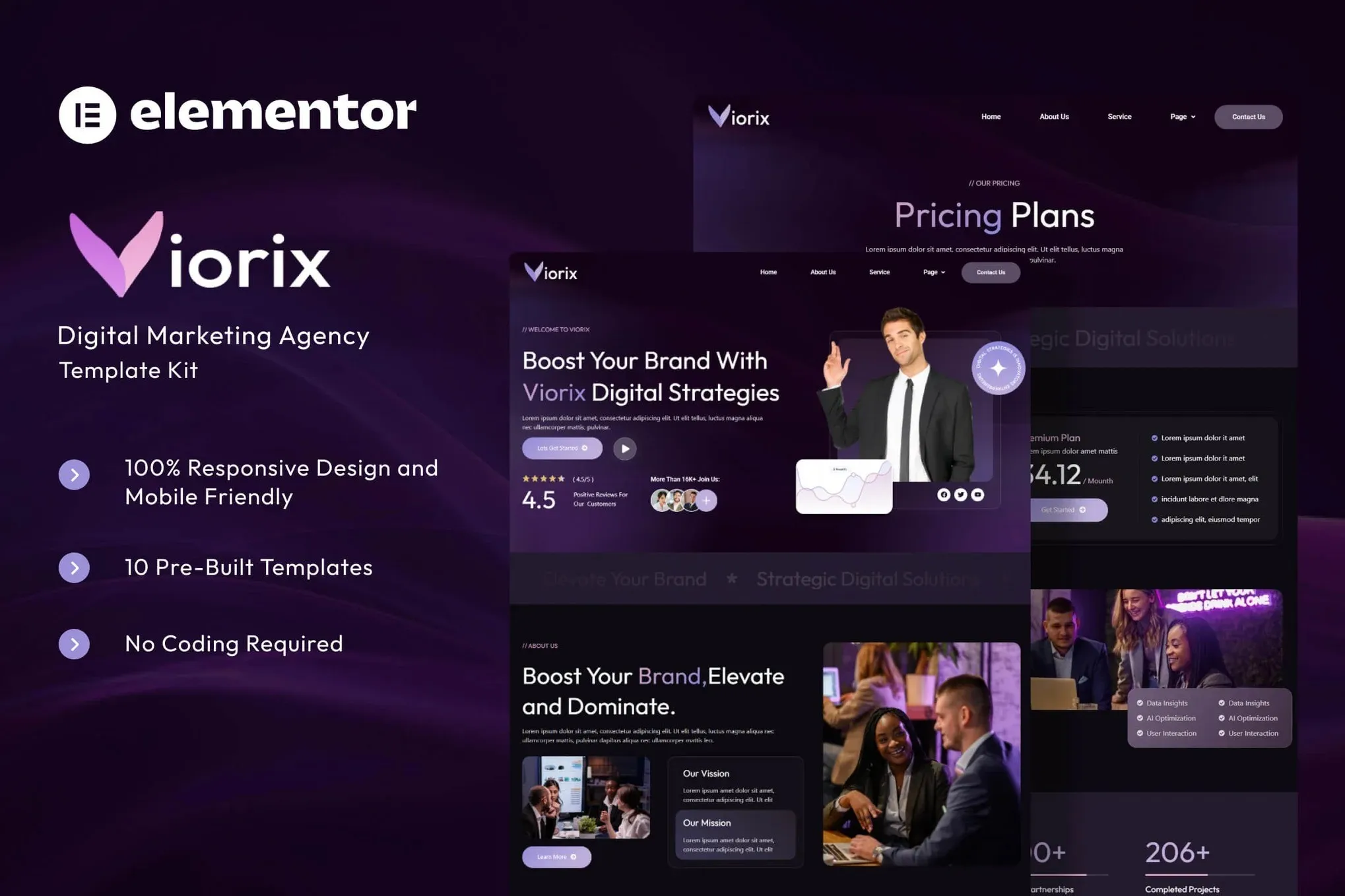 Viorix - Digital Marketing Agency Elementor Template Kit best Viorix Elementor template kit for digital marketing agency download