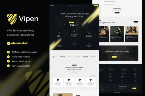 Best VPN Elementor template kit for instant download