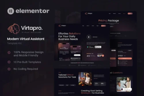 best Virtual Assistant Elementor template for instant download