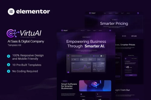 best AI SaaS website template kit for Elementor instant download