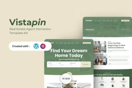 best real estate website template Elementor instant download