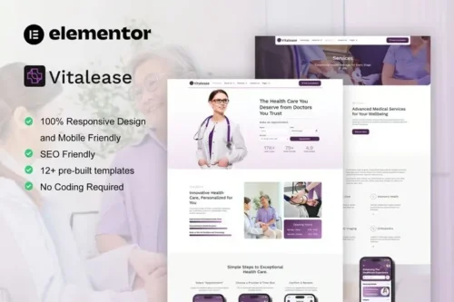 best healthcare Elementor template kit instant download