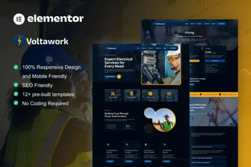 best electrical service Elementor template kit instant download