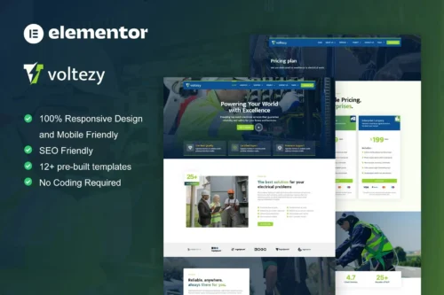 best electrical services Elementor template download instant