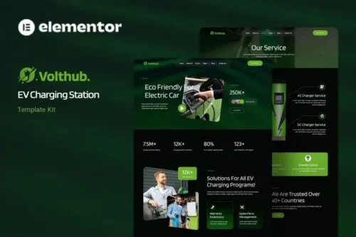 best EV charging station Elementor template instant download