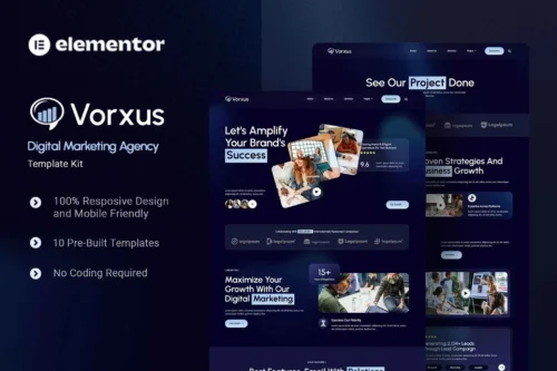 best Vorxus Elementor agency template kit instant download