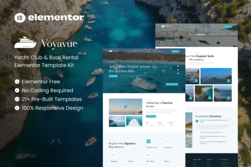Premium Voyavue Elementor template kit for yacht club website download