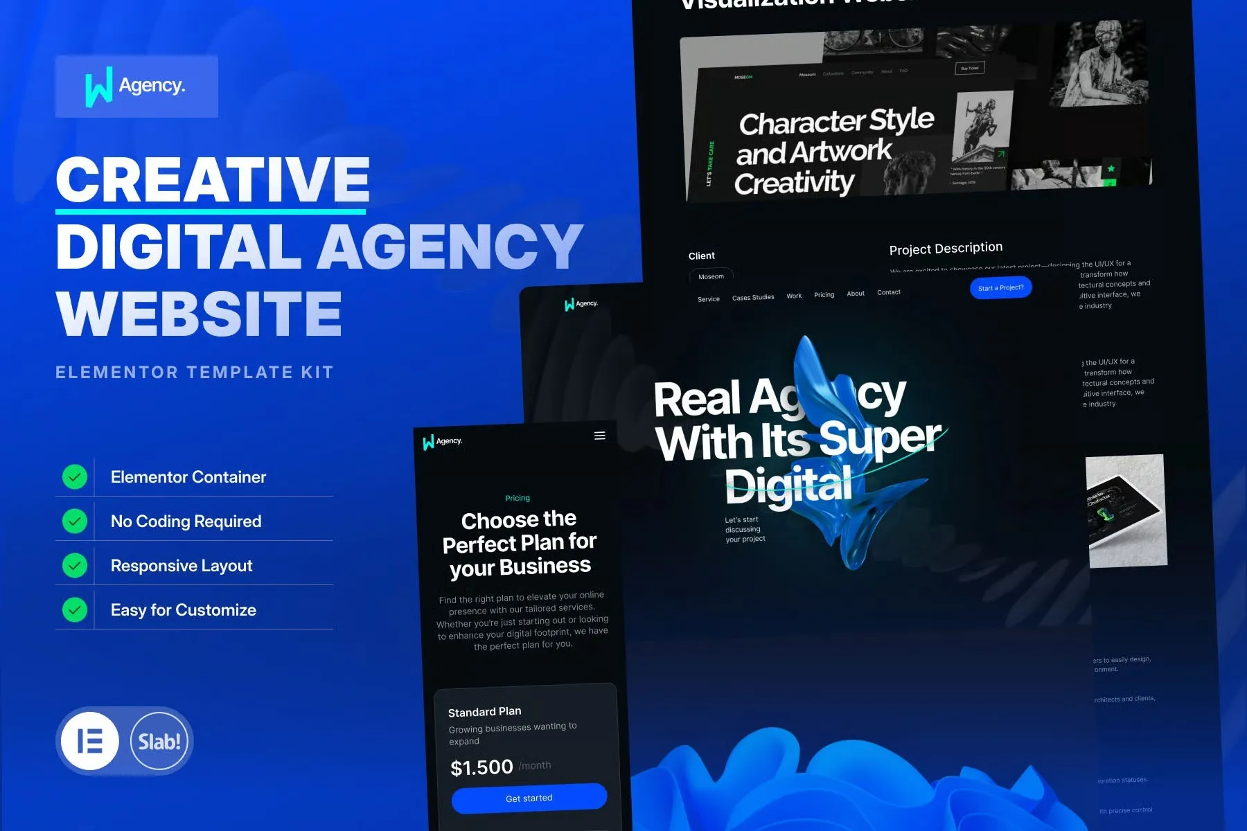 WAgency - Creative Digital Agency Elementor Template Kit best Elementor template kit for creative agency website download