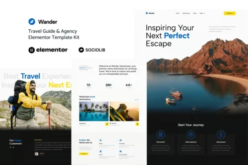 best travel agency Elementor template kit instant download