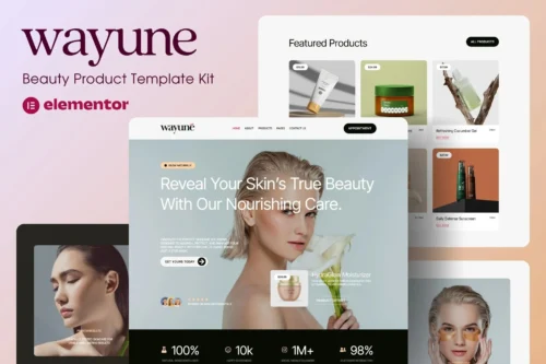 best beauty care Elementor template kit instant download