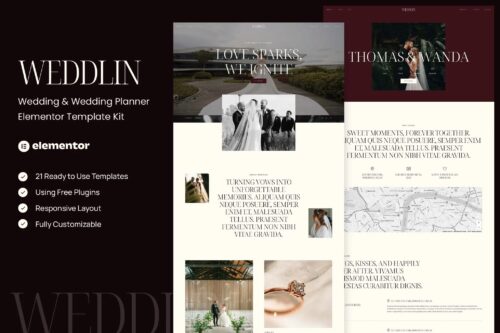 Weddlin - Wedding & Wedding Planner Elementor Template Kit